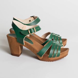 BOSABO Flexi Wooden Sole - High Heeled Sandals Emeraud