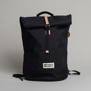 MERO MERO Mini Squamish Roll-Top Backpack and Bicycle Bag - Dark Grey Nude Leather