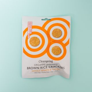 Clearspring Gluten Free Organic Japanese Brown Rice Crackers - Whole Sesame 
