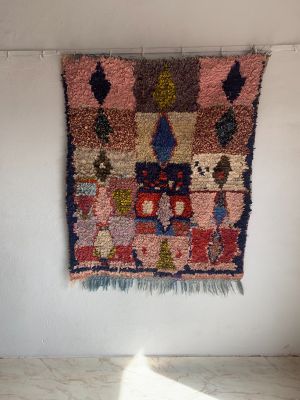 Vintage Boucherouite Carpet 134 cm x 100 cm