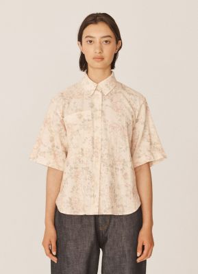 YMC Eva Floral Print Cotton Linen Shirt Multi
