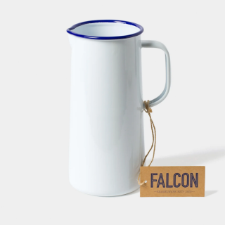 Falcon Enamelware 3 Pint Jug - White with Blue Rim
