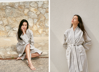 Mizar & Alcor - Striped Grey Robe 