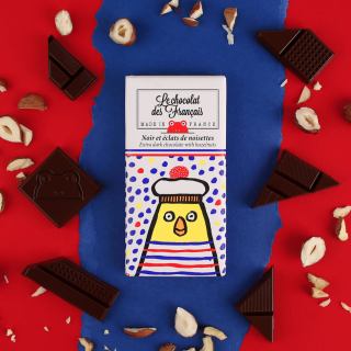 Le Chocolat des Francais Mini Bar Extra Dark Chocolate with Hazelnuts