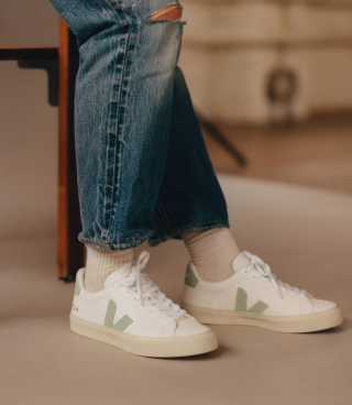 VEJA Campo Chromefree Leather White Matcha Sneakers - Womens