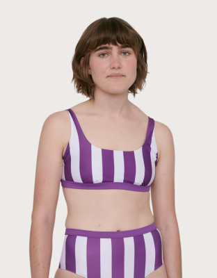 Organic Basics - Re-Swim Bikini Bandeau Violet Stripe