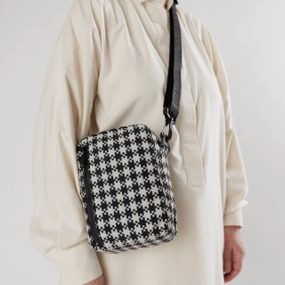 Baggu Sport Crossbody Bag - Black & White Pixel Gingham