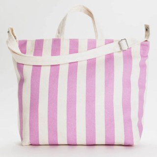 Baggu Horizontal Zip Duck Bag - Pink Awning Stripe