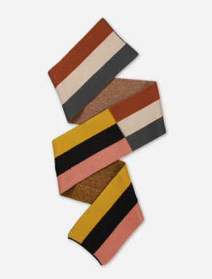 JO GORDON - Brushed Six Colour Vertical Stripe Scarf Plaster 