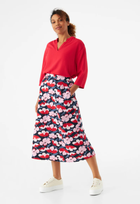 GIVN - VANA Skirt LENZING™ ECOVERO™ - Red / Pink (Flowers)
