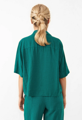GIVN - CAROL Short Sleeve Linen Shirt - Malachite Green 
