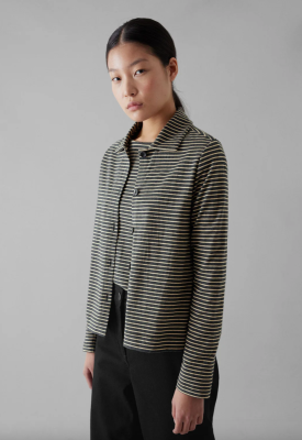 TOAST Stripe Cotton Jersey Shirt - Grey/Sand