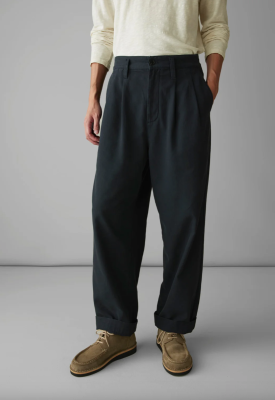 TOAST Bill Cotton Wide Leg Trousers - Dark Navy