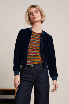 King Louie Bessie Jacket Gamine Velvet - Pond Blue