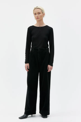 MASKA Aya Wide Leg Corduroy Trousers - Black