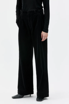 MASKA Aya Wide Leg Corduroy Trousers - Black