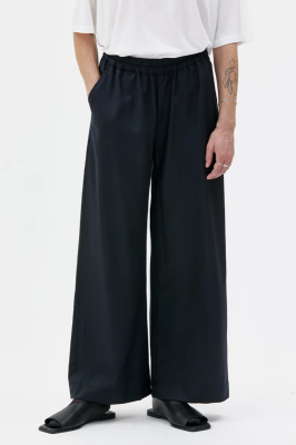 MASKA Gala Elastic Waist Wool Trousers - Ink Blue