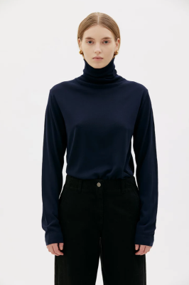 MASKA Eli Fine Knitted Roll Neck Sweater - Dark Blue