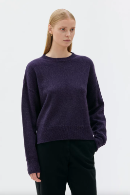 MASKA Orion Lambswool Loose Fitted Crew Neck Sweater - Elderberry