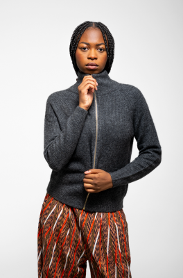 Kitchener Items - Nelina Mockneck Zip Cardigan Antra