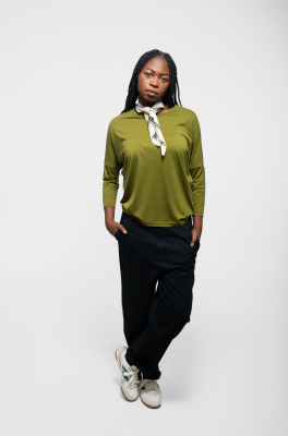 Kitchener Items - Jane Bat 3/4 Sleeve Top Avocado