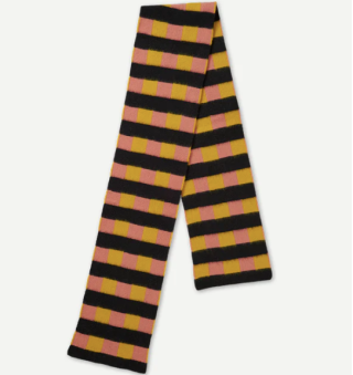Jo Gordon - Brushed Check And Stripe Scarf Tumeric & Plaster