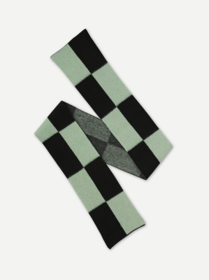 Jo Gordon - Brushed Two Colour Big Rectangles Scarf Black & Sage 