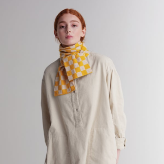 Jo Gordon - Small Chequered Scarf Golden Eye Oatmeal