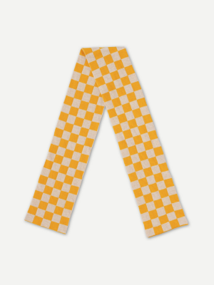 Jo Gordon - Small Chequered Scarf Golden Eye Oatmeal