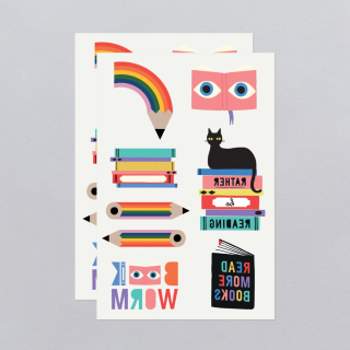 Tattly Temporary Tattoos - Bookworm Sheet
