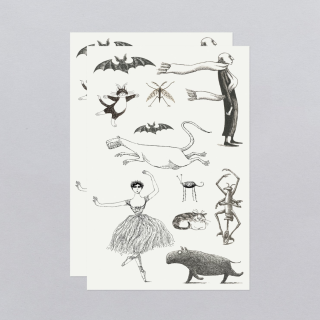 Tattly Temporary Tattoos - Gorey’s Creatures & Figures Sheet 