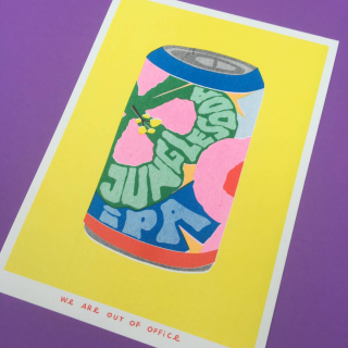 We are out of Office - A Risograph Print of A Can of Jungle Soda Ipa