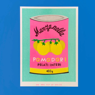 We are out of Office - A Risograph Print of A Can of Pomodori