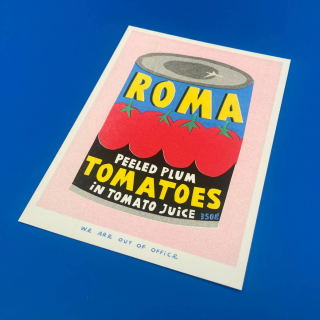We are out of Office - A Risograph Print of A Can of Roma Plum Tomatoes