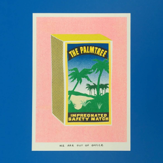 We are out of Office - A Risograph Print of A Palmtree Matchbox