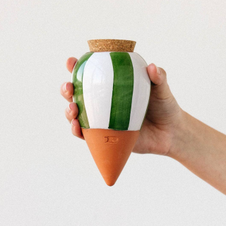Pepin - Hydrating Olla - Green and Ivory Stripes