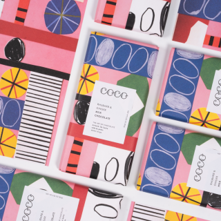 COCO Rhubarb & Ginger Milk Chocolate 40%