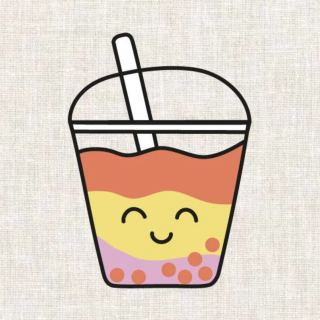 Fukuri - Embroidery Kit - Kawaii Bubble Tea