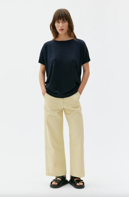 MASKA Sirus Silk Linen Dolman Sleeve Top - Deep Night Blue
