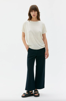 MASKA Sirus Silk Linen Dolman Sleeve Top - White