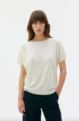 MASKA Sirus Silk Linen Dolman Sleeve Top - White