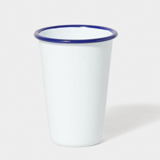 Falcon Enamelware Tall Tumbler - White with Blue rim